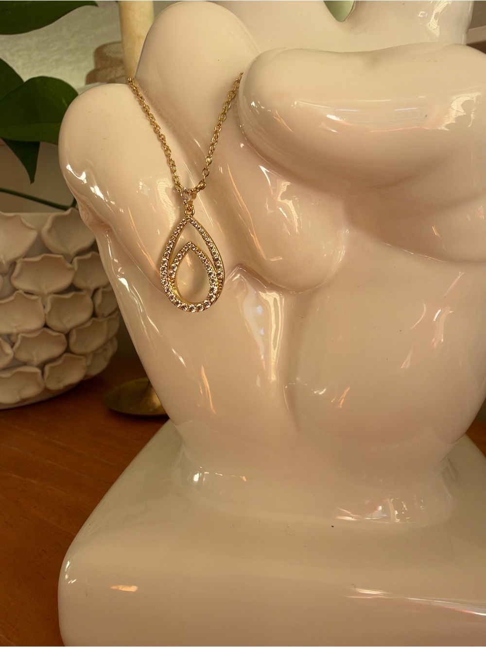 NEW Kenneth Jay Lane Teardrop Necklace with Crystal Pavé